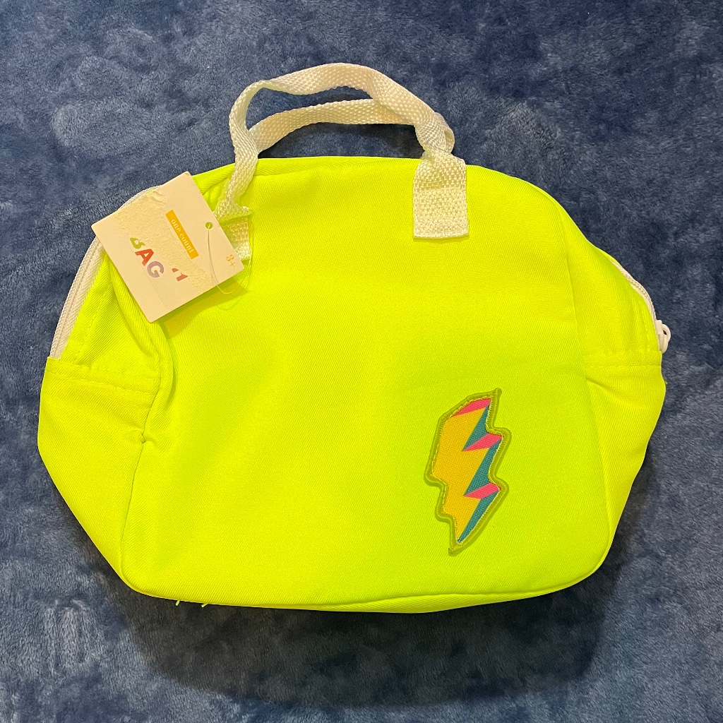 Neon Yellow New Kids’ Insulated Lunch Bag With Lightning Bolt Patch